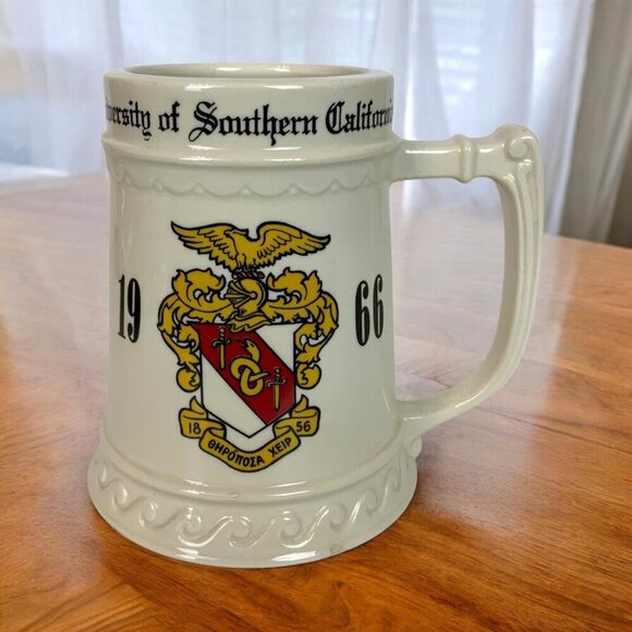 Theta Chi Fraternity University Of Southern California 1966 Ceramic Stein - Buf - Picture 1 of 8